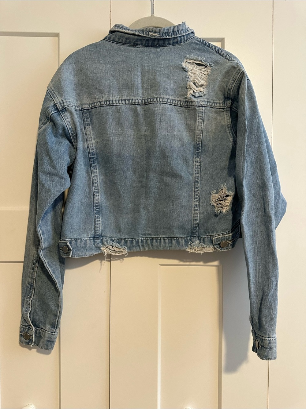 Distressed Denim Cropped Jacket - Picture 2 of 5